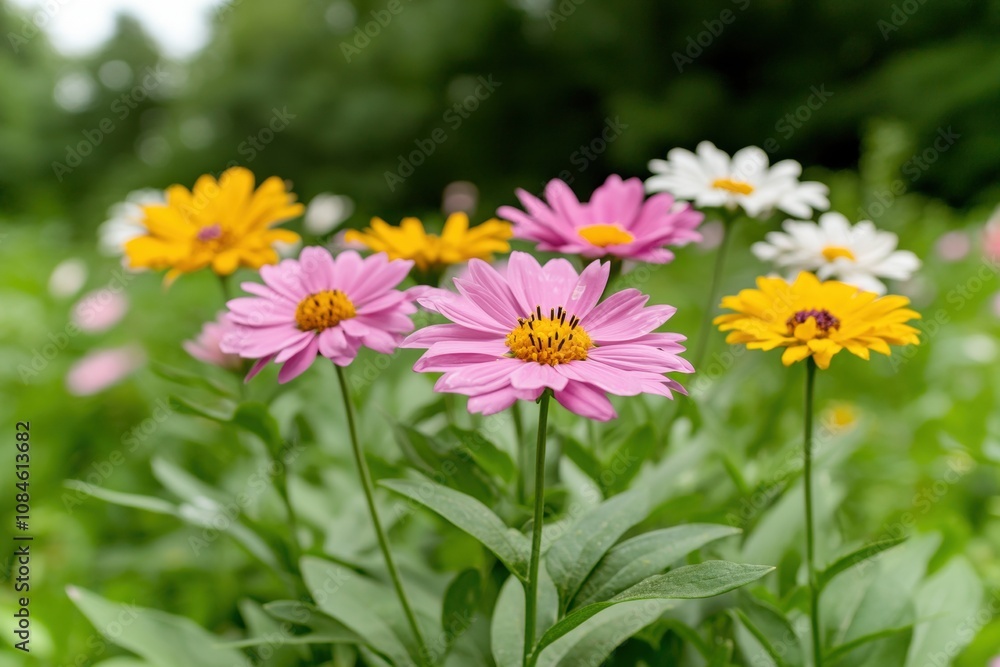 Vibrant garden flowers in bloom Vibrant garden flowers in bloom