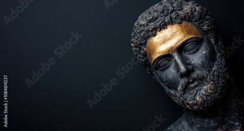 Ornate ancient greek or roman statue head