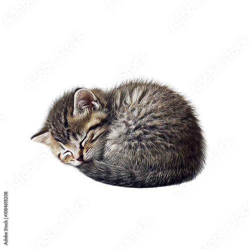 Adorable Sleeping Kitten Curled Up Peacefully