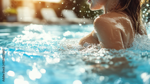 woman in the pool