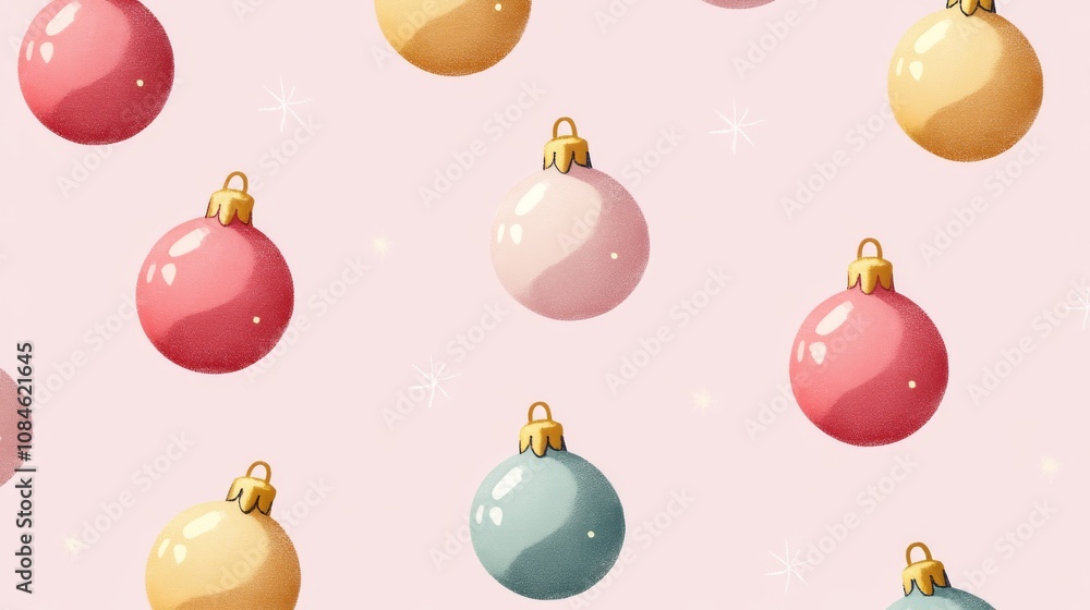 Minimal Christmas baubles pattern on a pink background.
Minimal Christmas baubles pattern on a pink background.