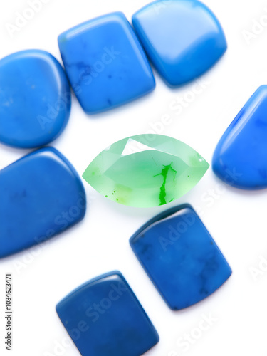 Top view of a marquise cut jade isolated on a white transparent background