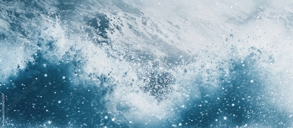 Fototapeta premium Abstract Background with White Snowflakes on a Blue Water Surface