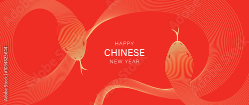 Happy Chinese new year 2025 background vector. Year of the snake design wallpaper with Chinese pattern, gold hanging lantern. Modern luxury oriental illustration for cover, banner, website, envelope.