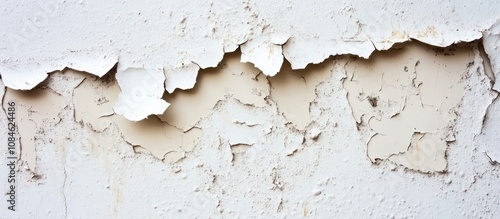 Peeling White Paint on a Weathered Wall photo