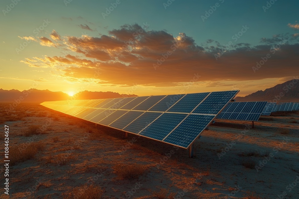 solar panel field in the desert