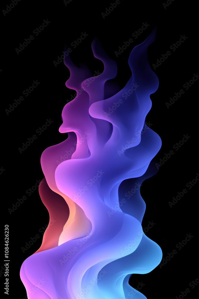Vibrant Curved Shapes on Black Background Vibrant Curved Shapes on Black Background
