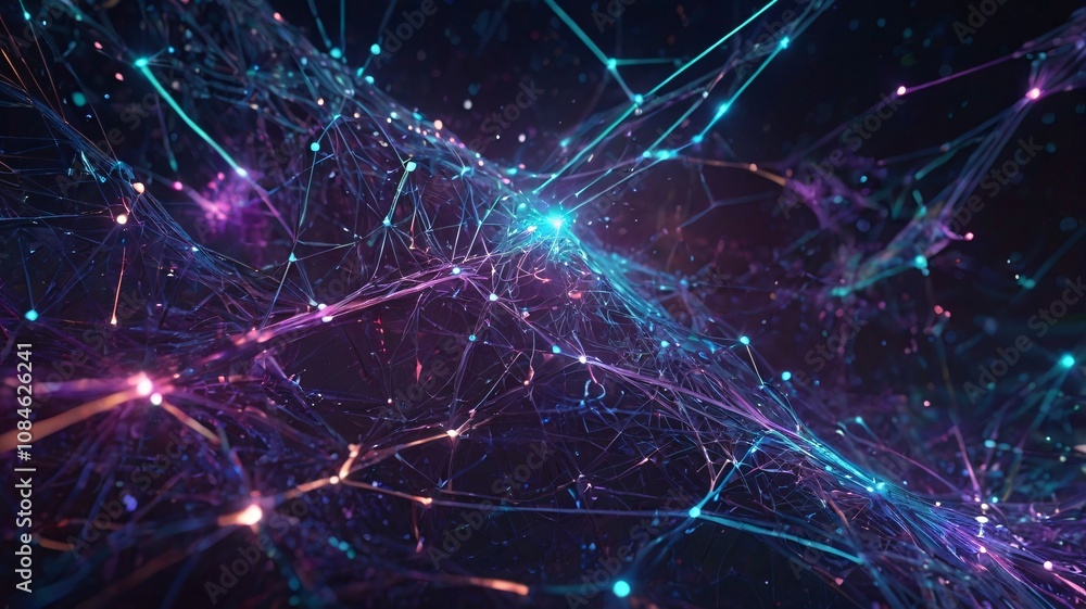 Neural Network with Bioluminescent Connections and Cosmic Backdrop, Visualizing Futuristic Neuroscience and AI in a Sci-Fi Digital Landscape V15 Neural Network with Bioluminescent Connections and Cosmic Backdrop, Visualizing Futuristic Neuroscience and AI in a Sci-Fi Digital Landscape V15