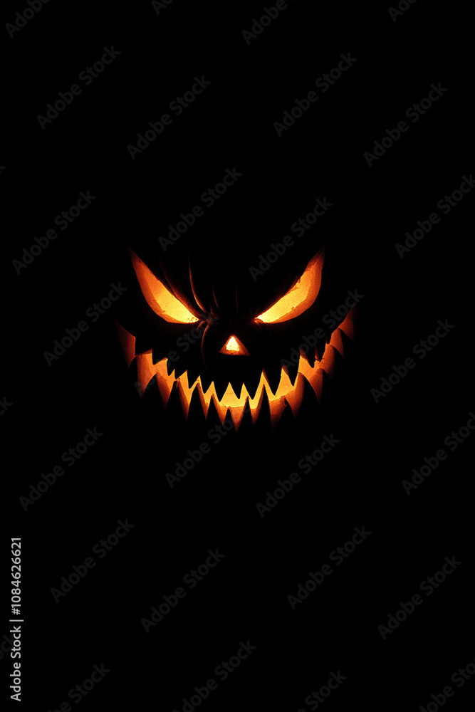 Glowing Jack-o'-Lantern with Fangs Glowing Jack-o'-Lantern with Fangs