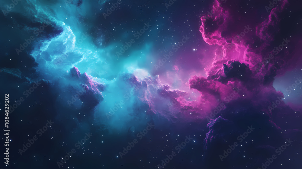 Fototapeta premium Night sky filled with colorful aurora lights, aurora, sky, night, stars, northern lights, celestial, beauty, nature. Aurora. Illustration