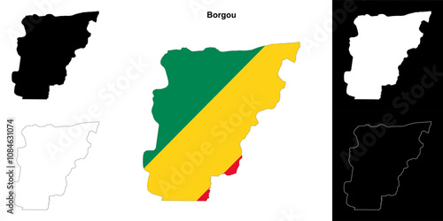 Borgou department outline map set