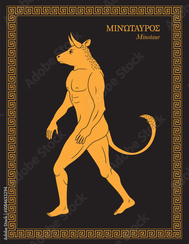 Vector illustration of a mythical monster Minotaur