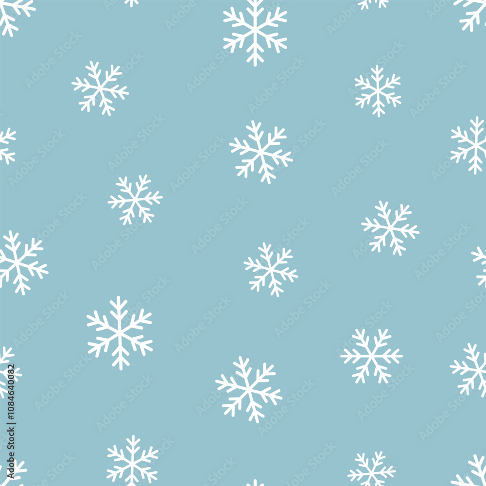 Snowflakes vector seamless pattern. Snowfall Christmas repeat backdrop. Seamless pattern Christmas snowfall, backdrop winter snowflake illustration	