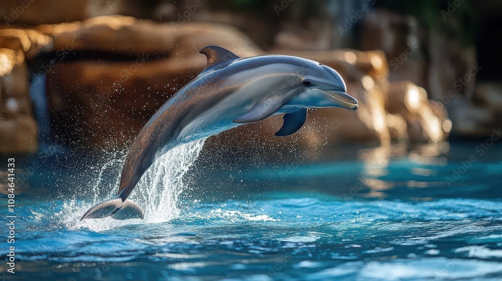 Fototapeta premium a dolphin jumping in the air