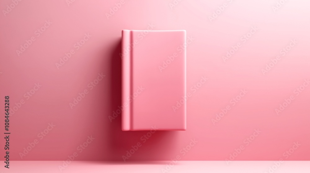 Minimalistic image of a pink book standing upright against a simple pink background with soft lighting, featuring a smooth shadow. Minimalistic image of a pink book standing upright against a simple pink background with soft lighting, featuring a smooth shadow.