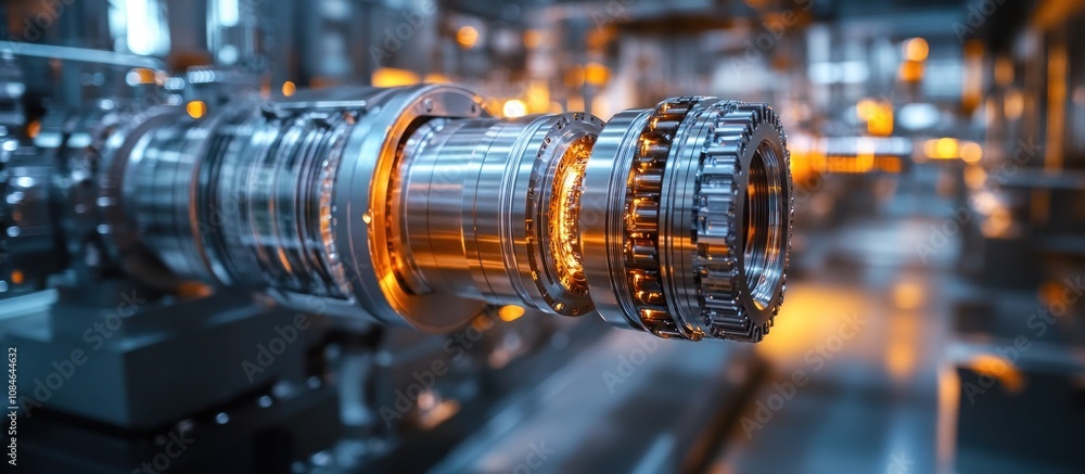 Close-up of a shiny metal machine part with multiple gears. Close-up of a shiny metal machine part with multiple gears.