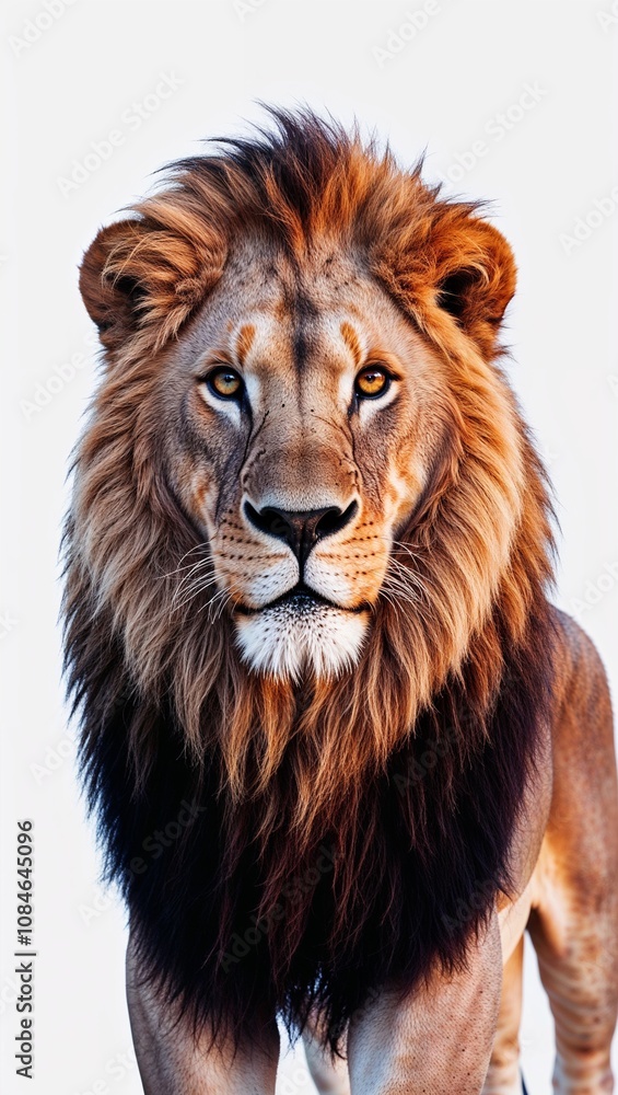 Obraz premium Royal Gaze: HD Majestic Lion Isolated on White