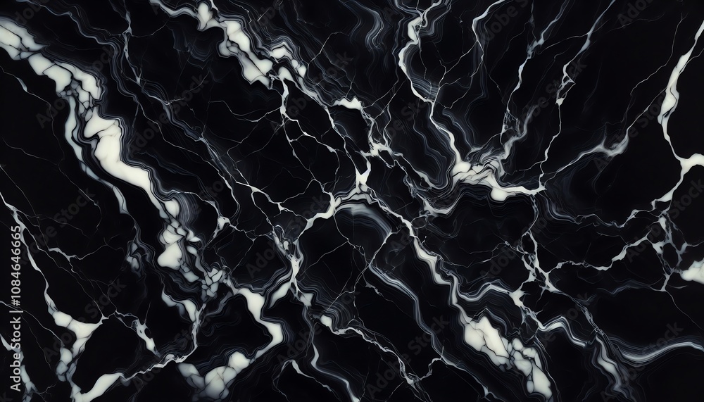 Obraz premium Elegant black and white marble texture showcasing intricate veins and patterns in a contemporary design suitable for various applications