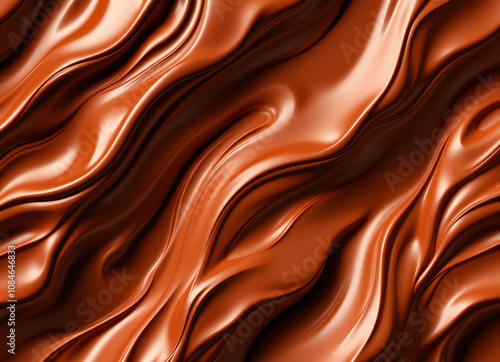 close-up view of smooth, flowing chocolate textures with rich brown tones creating a luxurious visual appearance