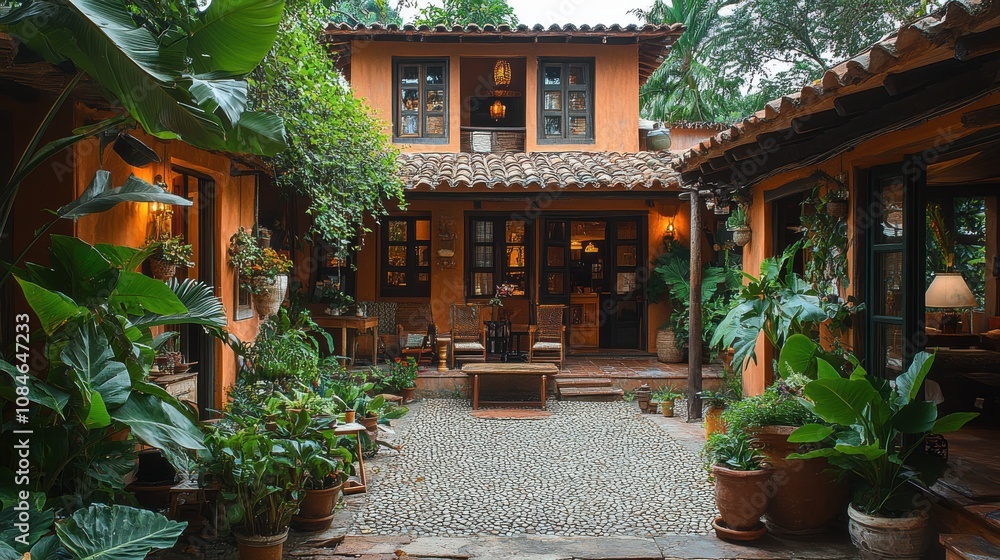Obraz premium a house with plants on the ground