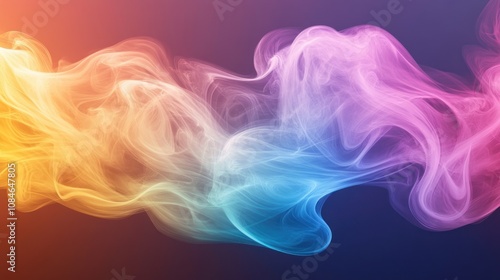 Abstract colorful smoke with flowing curves on a gradient background.