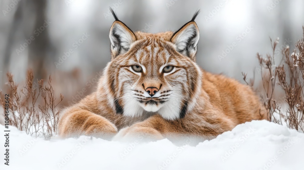Fototapeta premium a lynx sitting on a white background