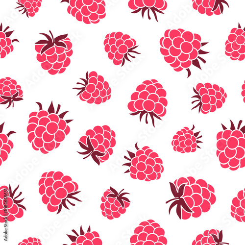 Seamless raspberry pattern. Vector berry print