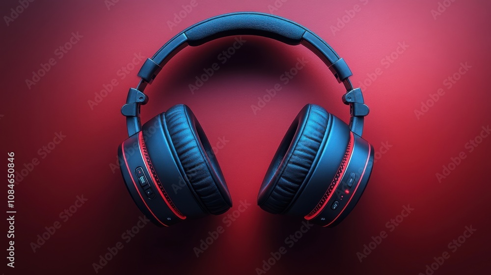 a pair of black and red headphones a pair of black and red headphones