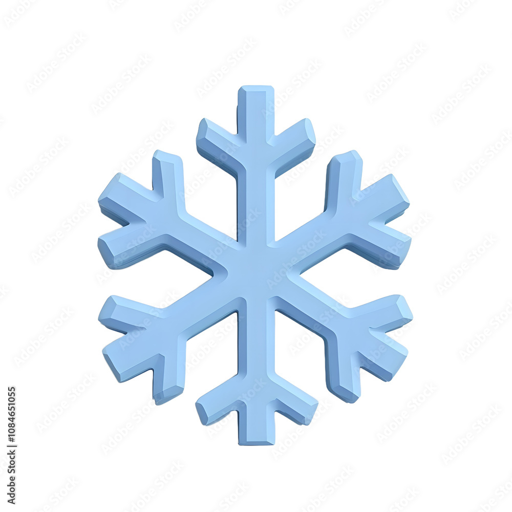 A 3D Christmas snowflake icon isolated on a transparent background. A 3D Christmas snowflake icon isolated on a transparent background.