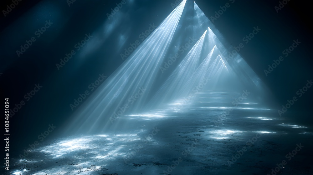 Obraz premium Ethereal Light Beams Illuminate a Delicate Space, Creating a Dreamlike Foundation for Artistic Exploration and Visual Serenity