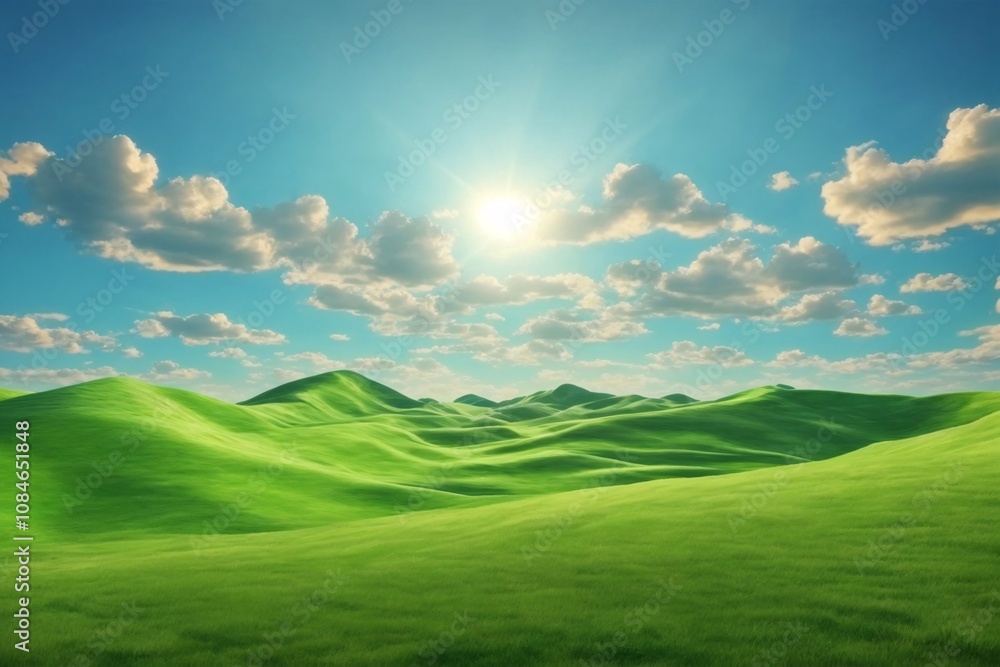 Green Grass field on Small Hills and Blue Sunny Sky, Green Hills Wallpaper, Green Hills Landscape, Green Field Landscape, green meadow and blue sky, AI Generative Green Grass field on Small Hills and Blue Sunny Sky, Green Hills Wallpaper, Green Hills Landscape, Green Field Landscape, green meadow and blue sky, AI Generative