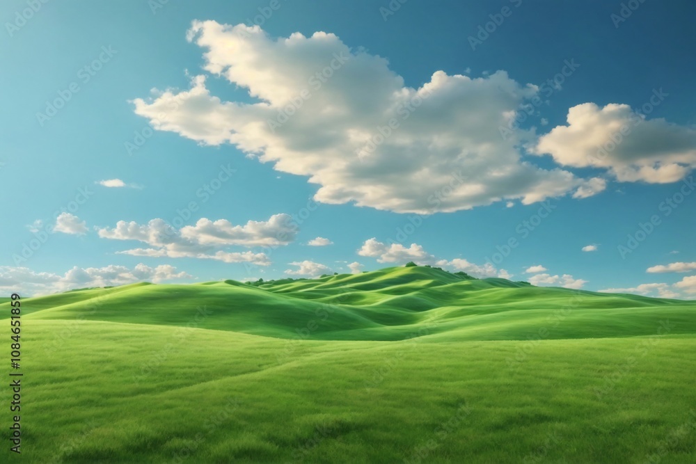 Green Grass field on Small Hills and Blue Sunny Sky, Green Hills Wallpaper, Green Hills Landscape, Green Field Landscape, green meadow and blue sky, AI Generative Green Grass field on Small Hills and Blue Sunny Sky, Green Hills Wallpaper, Green Hills Landscape, Green Field Landscape, green meadow and blue sky, AI Generative