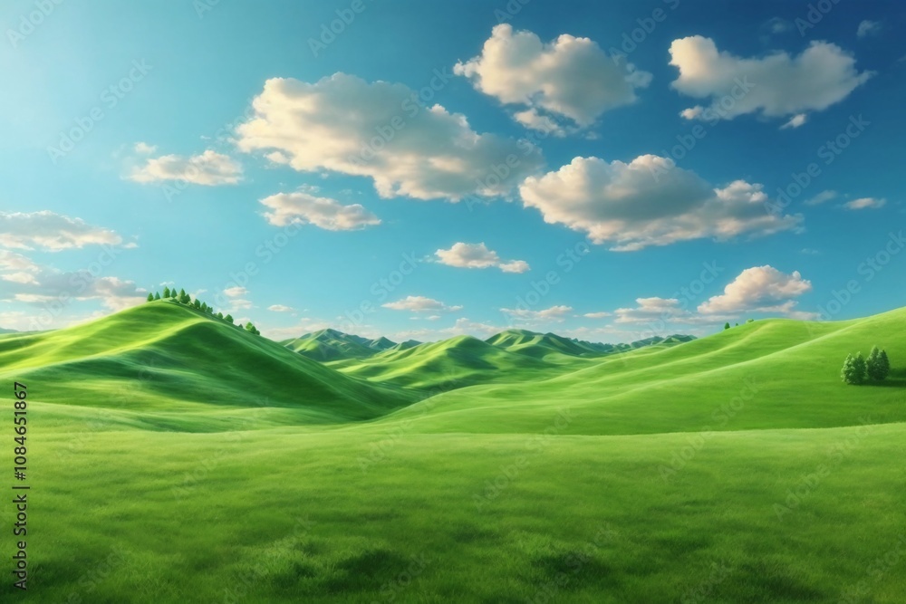 Green Grass field on Small Hills and Blue Sunny Sky, Green Hills Wallpaper, Green Hills Landscape, Green Field Landscape, green meadow and blue sky, AI Generative Green Grass field on Small Hills and Blue Sunny Sky, Green Hills Wallpaper, Green Hills Landscape, Green Field Landscape, green meadow and blue sky, AI Generative