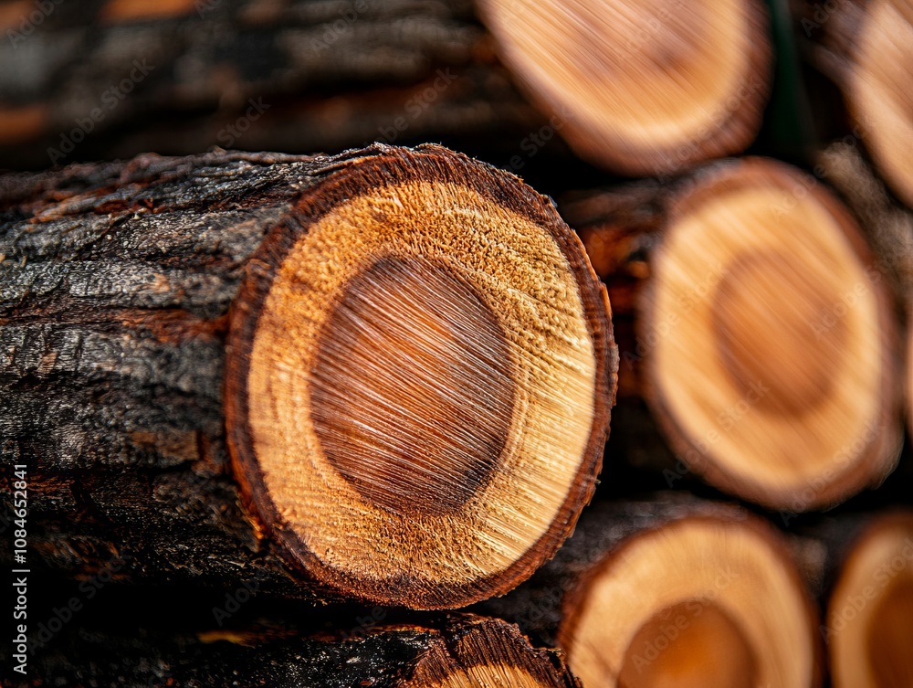 A pile of wood logs stacked on top of each other A pile of wood logs stacked on top of each other