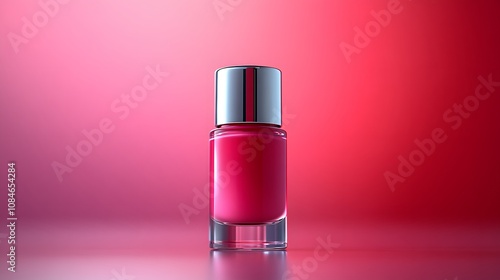 Stylish Nail Polish Bottle with Glossy Finish and Overlapping Shadow on a Vibrant Gradient Background for Beauty and Fashion Themes