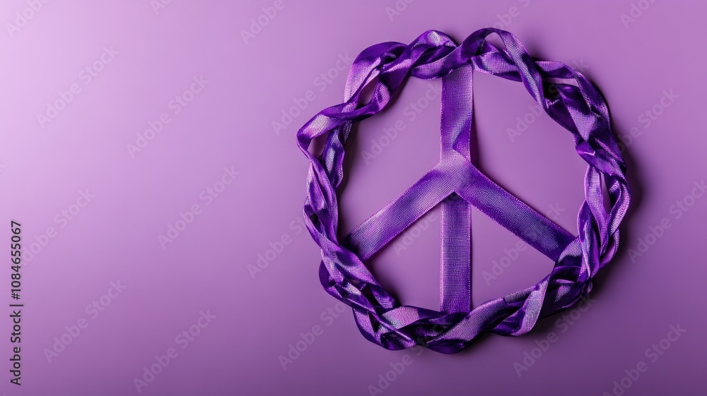 Fototapeta premium Purple cloth peace symbol on purple background
