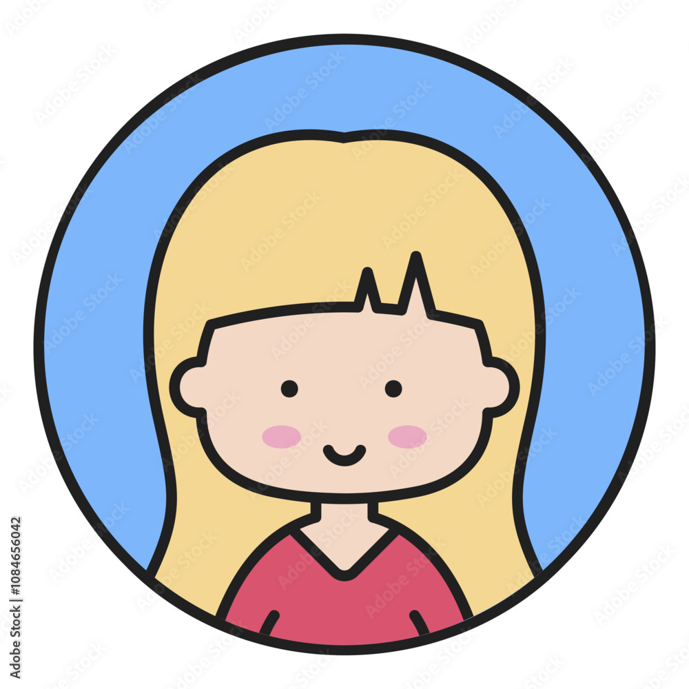 Woman girl with long straight hair vector icon Woman girl with long straight hair vector icon
