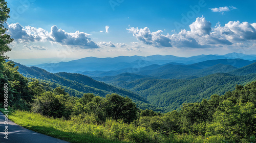 Scenic Blue Ridge Mountains Summer Landscape Road Clouds