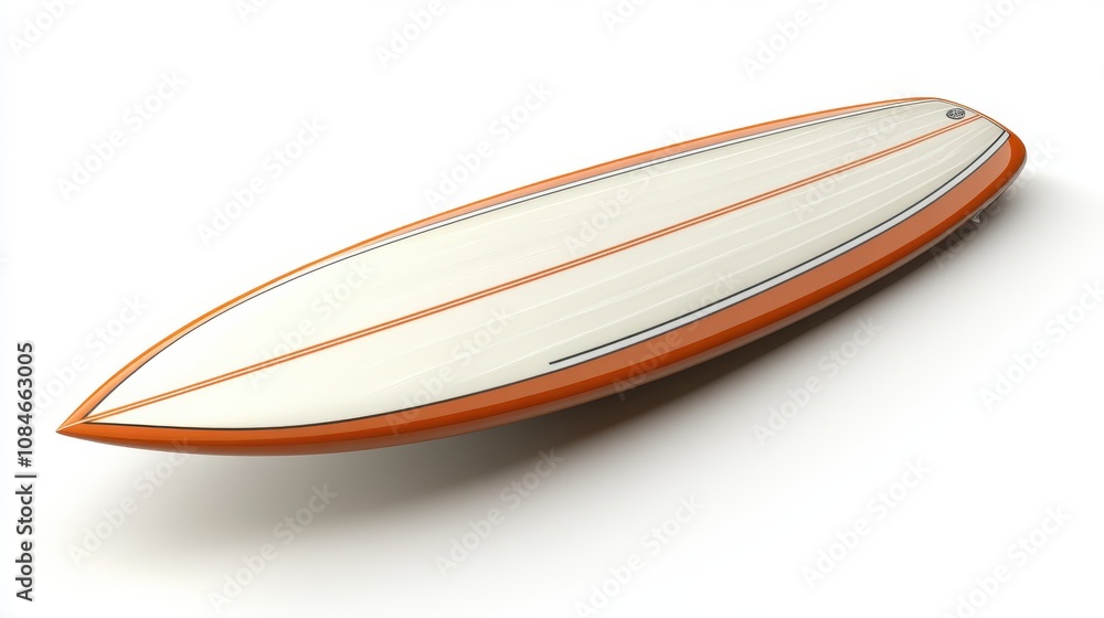 a white surfboard with orange trim a white surfboard with orange trim