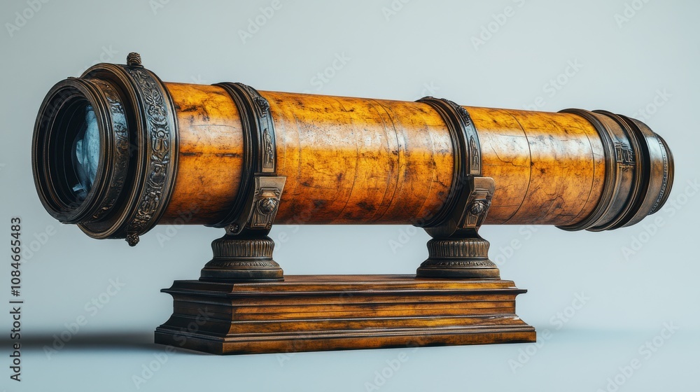 a wooden telescope on a stand a wooden telescope on a stand