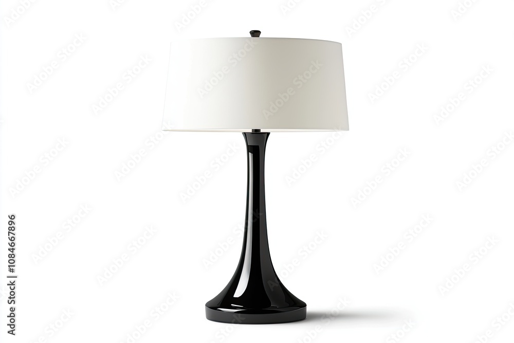 Elegant black table lamp with white shade, isolated on white background. Elegant black table lamp with white shade, isolated on white background.
