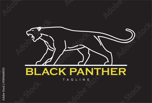 Fearless Black Panther. Roaring Predator. Roaring Panther. Elegant panther.