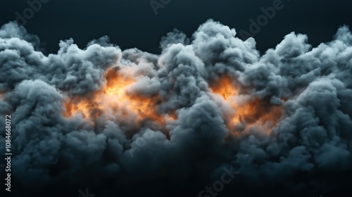 Wallpaper Mural Dramatic dark smoke clouds with vivid orange firelight illuminating from within, creating a dynamic contrast, representing a powerful explosion or intense fire. Torontodigital.ca
