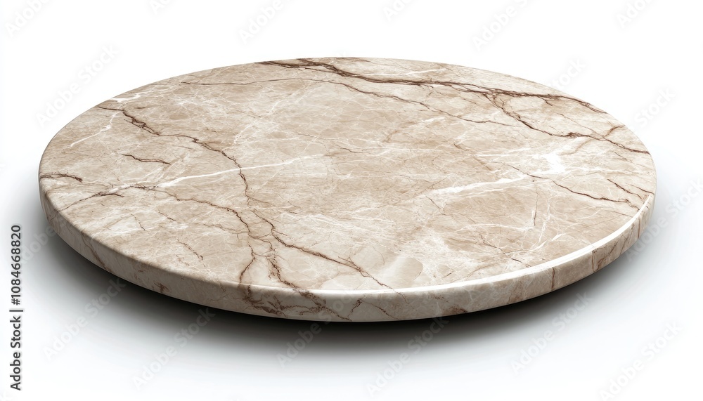 Round beige marble tabletop isolated on white background. Round beige marble tabletop isolated on white background.