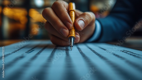 businessman checking the steps through document with a list of checkboxes regulation concepts of practices and policies procedure company articles of association terms and conditions