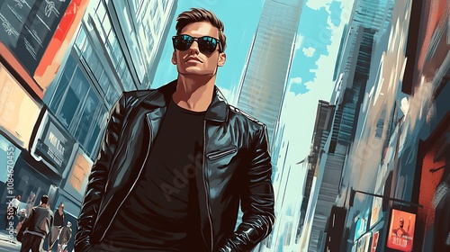 Stylish Man Walking in an Urban City