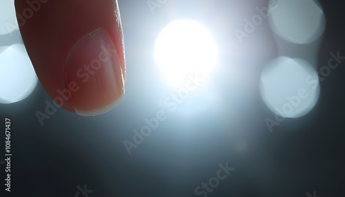 Finger nail biting isolated with white highlights, png photo