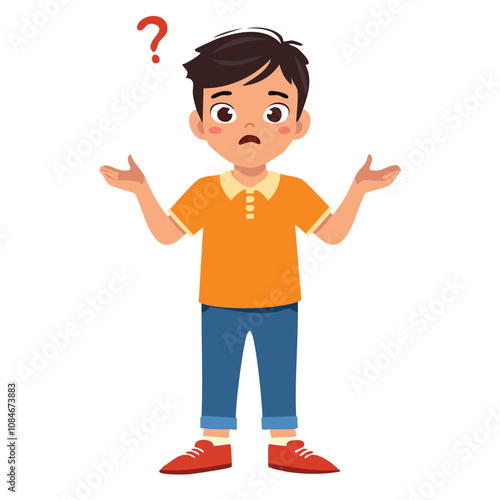 Portrait of a boy with a confused pose