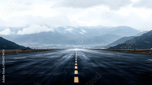 Runway to the Mountains - Realistic Photo