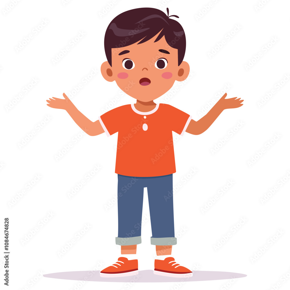 Portrait of a boy with a confused pose Portrait of a boy with a confused pose
